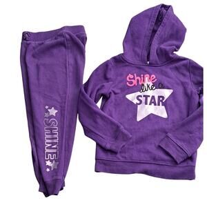 Purple Shine Like A Star Hoodie And Sweatpants Set Girl's Size 5